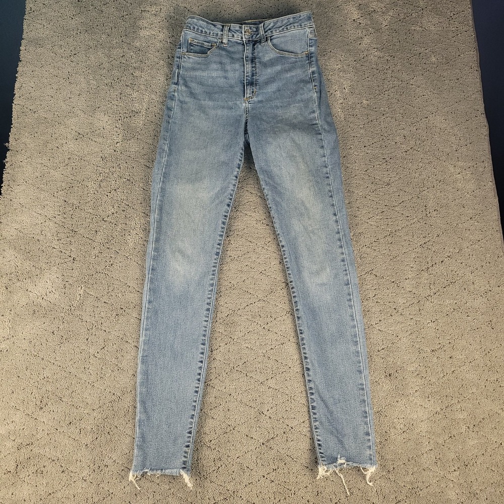 Gap Jeans‎ Womens 6T Tall Blue Universal Jegging Sky High Raw Hem Slimming Denim